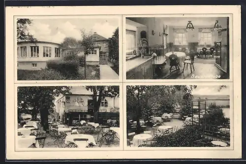 AK Naumburg /Saale, Gasthaus Hallescher Anger, Inh. Edmund Högen, Aussenbereich und Bauernstube