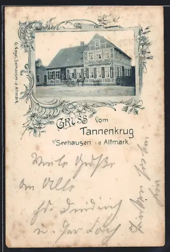 AK Seehausen i. d. Altmark, Gasthof vom Tannenkrug, Totalansicht