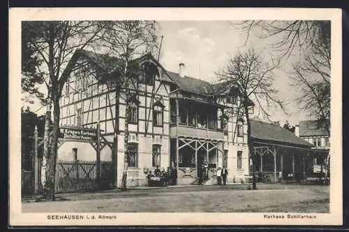 AK Seehausen i. d. Altmark, Kurhaus Schillerhain von W. Krüger, Totalansicht