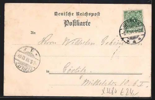 Lithographie Genthin, Gasthof Schützenhaus, Glashalle, Conzerthalle