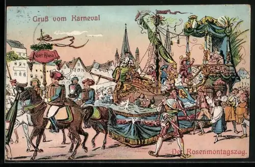 Künstler-AK Köln, Der Rosenmontagszug zum Kölner Karneval