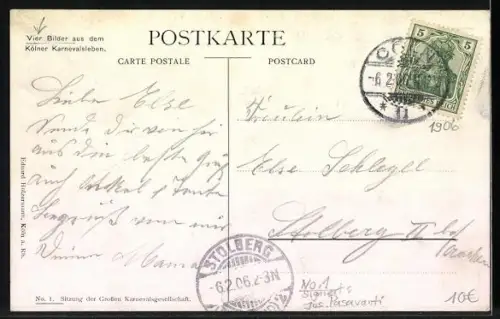 Lithographie Köln, Kraneval: Nr.1, Sitzung der grossen Karnevalsgesellschaft