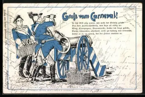 Künstler-AK Köln, Funkenartillerie stopft das Geschütz, Spruch