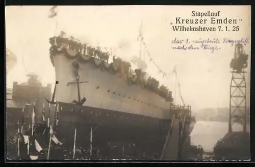 AK Wilhelmshaven, Stapellauf des Kreuzer Emden 1925