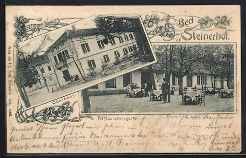 AK Bad Steinerhof, Restaurant mit Gartenanlage, Courhaus