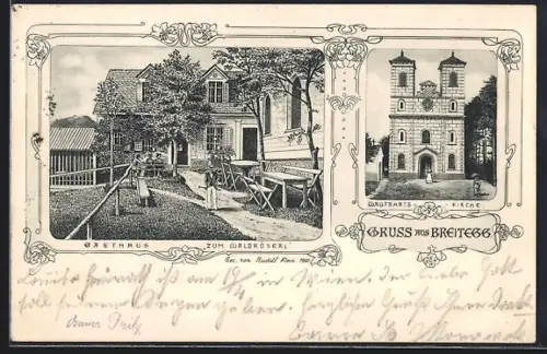 AK Breitegg, Gasthaus zum Waldröserl, Wallfahrts-Kirche