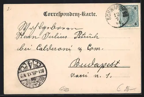 AK Schwanberg, Ortsansicht und Gasthaus Haupl