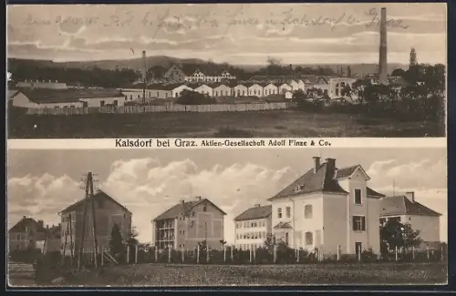 AK Kalsdorf bei Graz, Aktien-Gesellschaft Adolf Finze & Co., Ortspanorama
