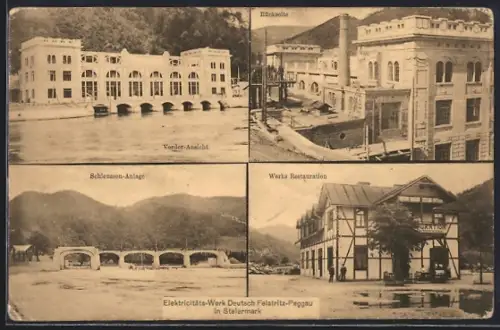 AK Deutsch Felstritz-Peggau /Steiermark, Werks Restaurant, Elektricitäts-Werk, Schleusen-Anlage