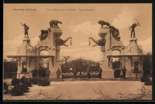 AK Hamburg-Stellingen, Carl Hagenbecks Tierpark, Haupteingang