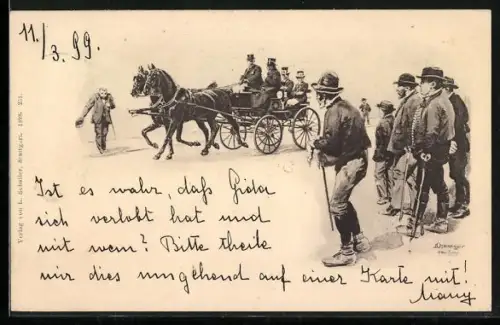 AK Ausfahrt einer hochgestellten Gesellschaft in einer Pferdekutsche