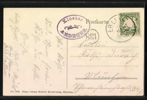 AK Andechs, Ortsansicht mit Kloster