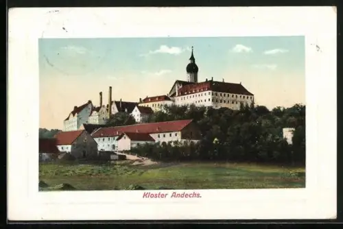AK Andechs, Teilansicht mit Kloster