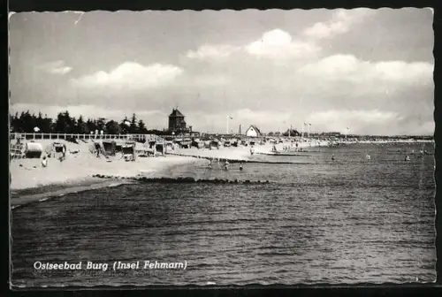 AK Burg /Fehmarn, Blick auf Badestrand