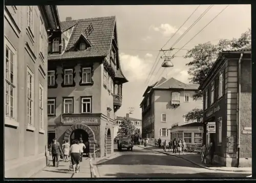 AK Meiningen, Georgstrasse mit Tabakwarenladen