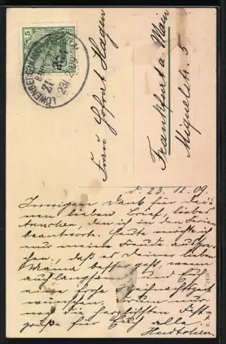 AK Weihnachtsengel fliegt über die Stadt, Gesegnetes Weihnachtsfest