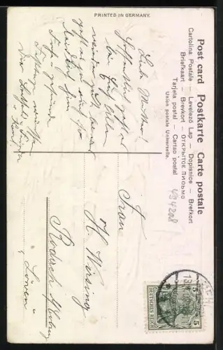 AK Gesegnete Ostern, Osterengel bläst eine Trompete im Glockenturm