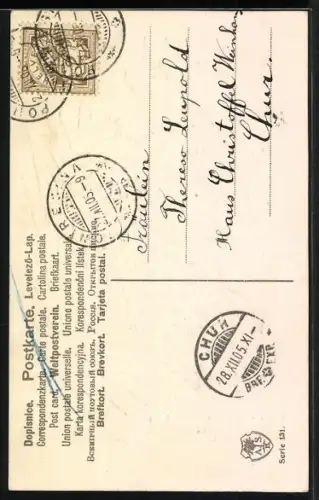 AK Zwei Neujahrsengel mit Palmenzweig und Blumen, Fröhliches Neujahr