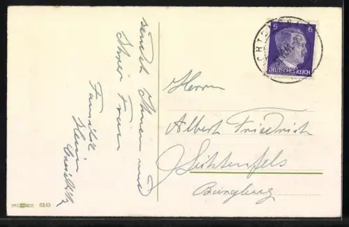 AK Kleiner Schornsteinfeger rodelt mit einem Schlitten einen Hügel hinab, Neujahr