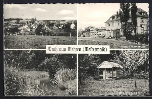AK Mehren /Westerwald, Ortspartien Mehrbachtal, Blockhaus der Pension und Pension Werkhausen