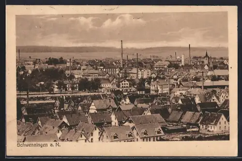 AK Schwenningen a. N., Blick über die Dächer der Ortschaft