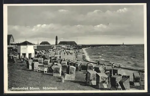 AK Büsum, Südstrand mit Leuchtturm