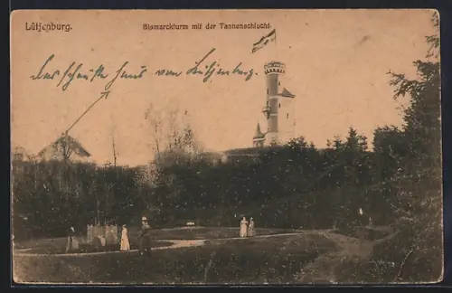 AK Lütjenburg, Bismarckturm mit der Tannenschlucht