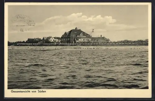 AK Föhr, Südstrand mit Berliner Kinderheilstätte Schöneberg