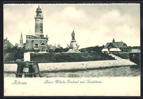 AK Holtenau, Kaiser-Wilhelm-Denkmal und Leuchtturm