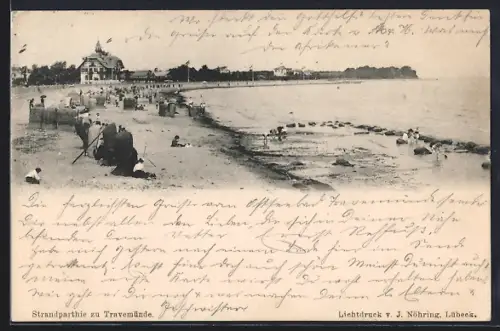 AK Travemünde, Strandpartie mit Badegästen