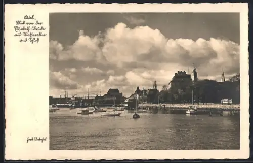 AK Kiel, Blick auf Elisabeth-Brücke und Schloss
