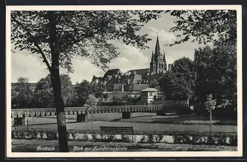 AK Ansbach, Blick zur Gumbertuskirche