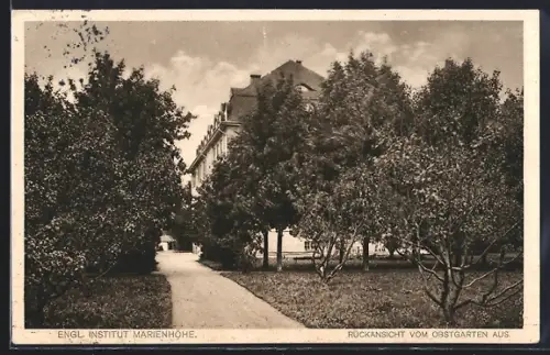 AK Simbach am Inn, Engl. Institut Marienhöhe, Rückansicht vom Obstgarten aus