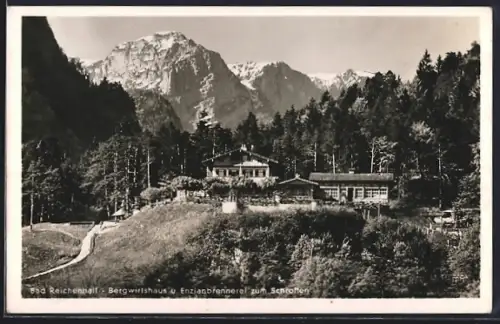 AK Reichenhall, Berggasthaus und Enzianbrennerei zum Schroffen