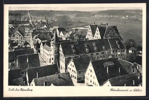 AK Roth bei Nürnberg, Münchenerstrasse u. Schloss aus der Vogelschau