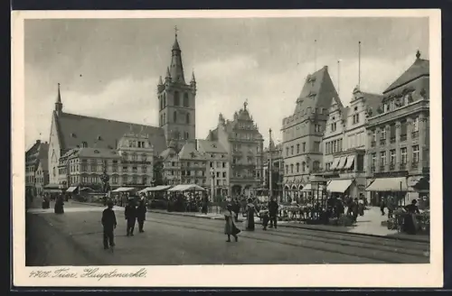 AK Trier, Hauptmarkt am Markttag