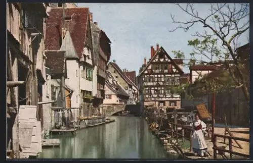 AK Ulm / Donau, Idylle an der Blau