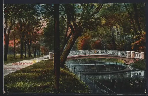 AK Hildburghausen, Kanalpartie mit Brücke