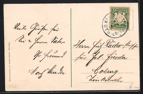 AK Bad Kissingen, Saale-Brücke mit Stelen