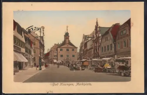 AK Bad Kissingen, Marktplatz mit Marktständen
