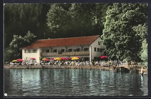 AK Grossdingharting, Gasthaus und Pension Deininger Weiher vom Wasser aus