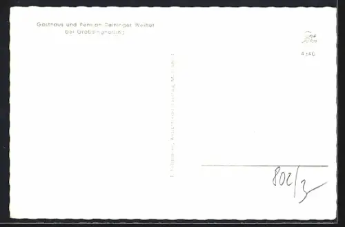 AK Grossdingharting, Gasthaus und Pension Deininger Weiher vom Wasser aus