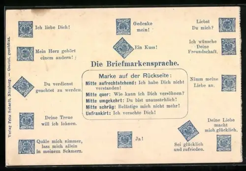 AK Briefmarkensprache, Mein Herz gehört einem anderen!