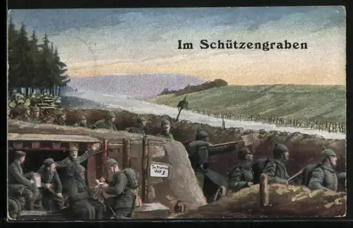 AK Soldaten in Uniformen im Schützengraben