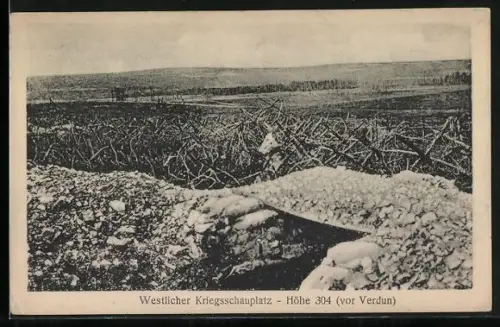 AK Schützengraben Höhe 304 vor Verdun, Westlicher Kriegsschauplatz