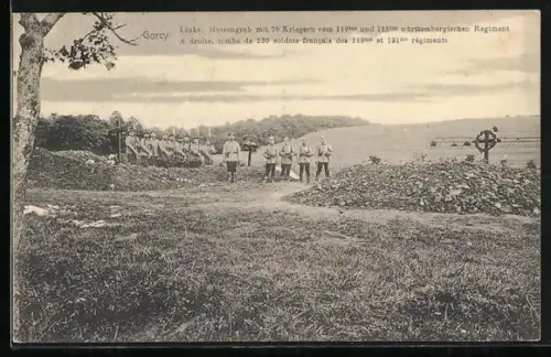 AK Gorcy, Massengrab mit 79 Kriegern vom 119ten und 125ten württembergischen Regiment