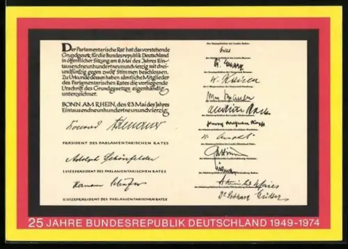 AK 25 Jahre Bundesrepublik Deutschland 1949-1974des parlamentarischen Rates