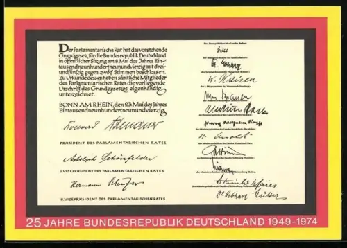 AK 25 Jahre Bundesrepublik Deutschland 1949-1974des parlamentarischen Rates