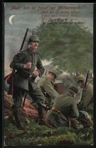 AK Soldaten mit Pickelhaube und Gewehr auf Patrouille