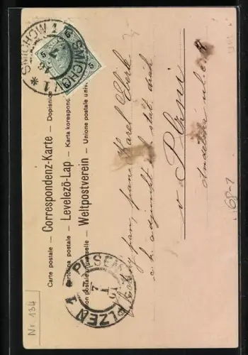 AK Frau in hellem Kleid mit Haube und blauem Fächer